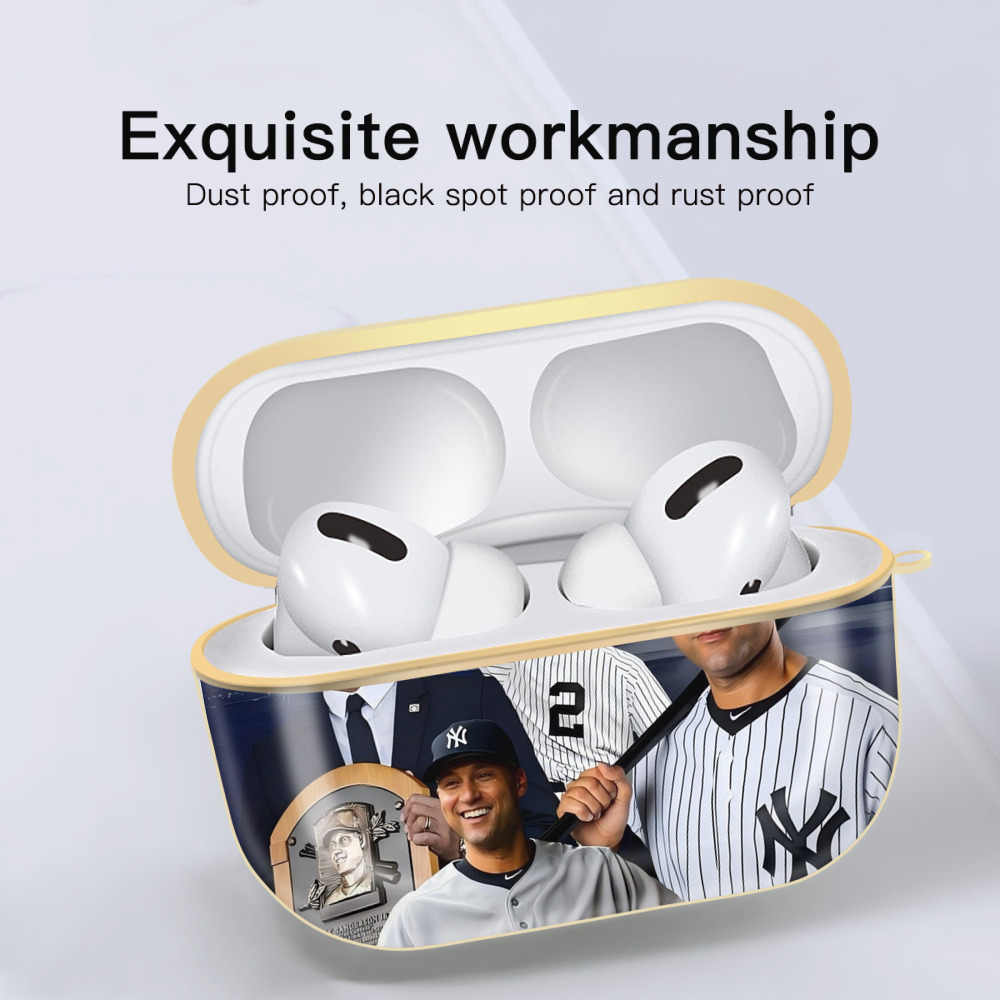 Derek Jeter 49 Luxury Gold AirPods Pro Case With Keychain, Flexible PC Material, Full Protection, Precise Cutouts, Anti-Fingerprint, Washable, Durable Design