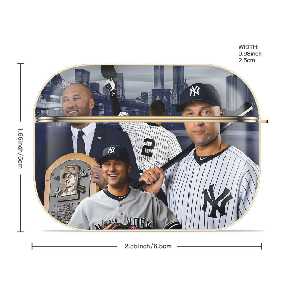 Derek Jeter 49 Luxury Gold AirPods Pro Case With Keychain, Flexible PC Material, Full Protection, Precise Cutouts, Anti-Fingerprint, Washable, Durable Design