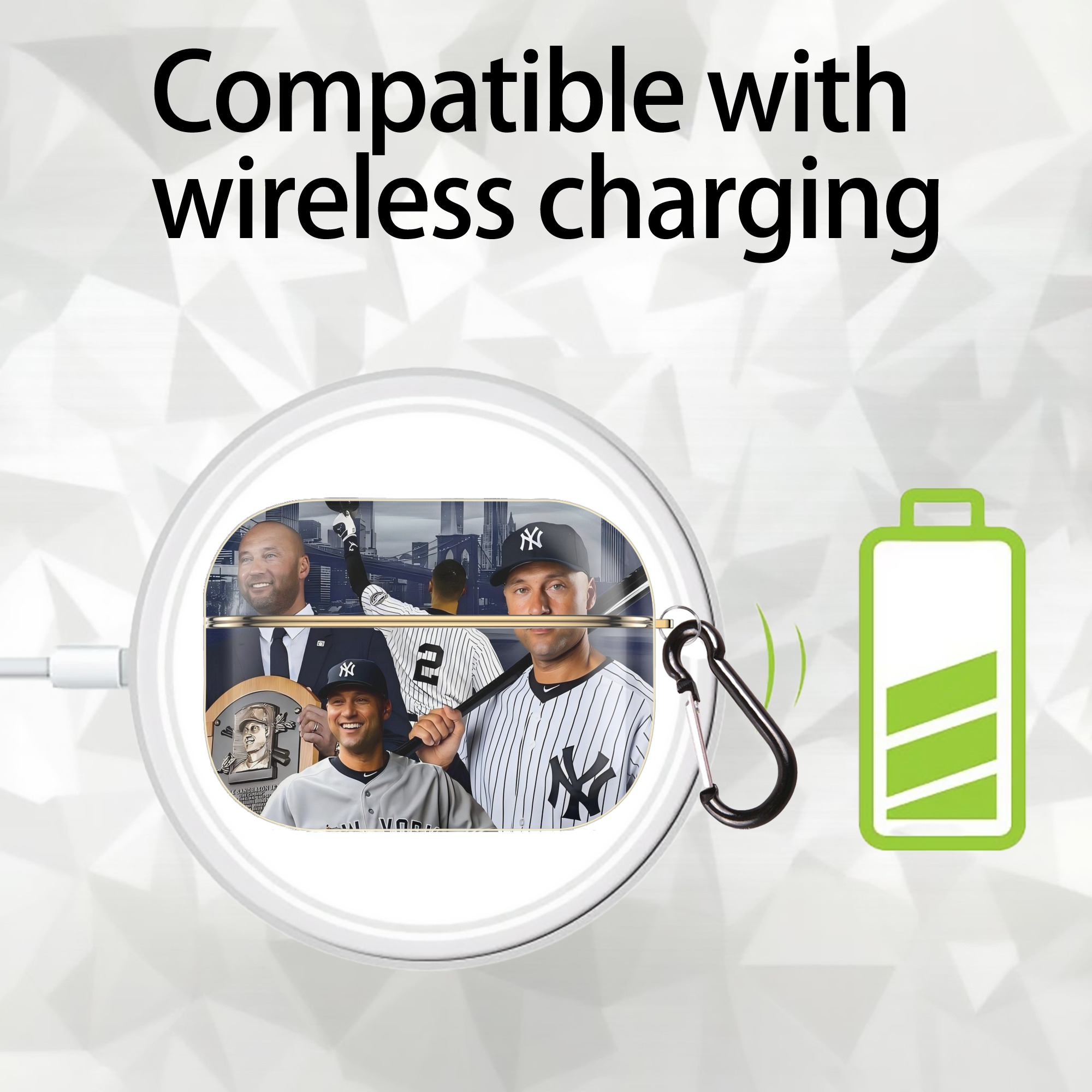 Derek Jeter 49 Luxury Gold AirPods Pro Case With Keychain, Flexible PC Material, Full Protection, Precise Cutouts, Anti-Fingerprint, Washable, Durable Design