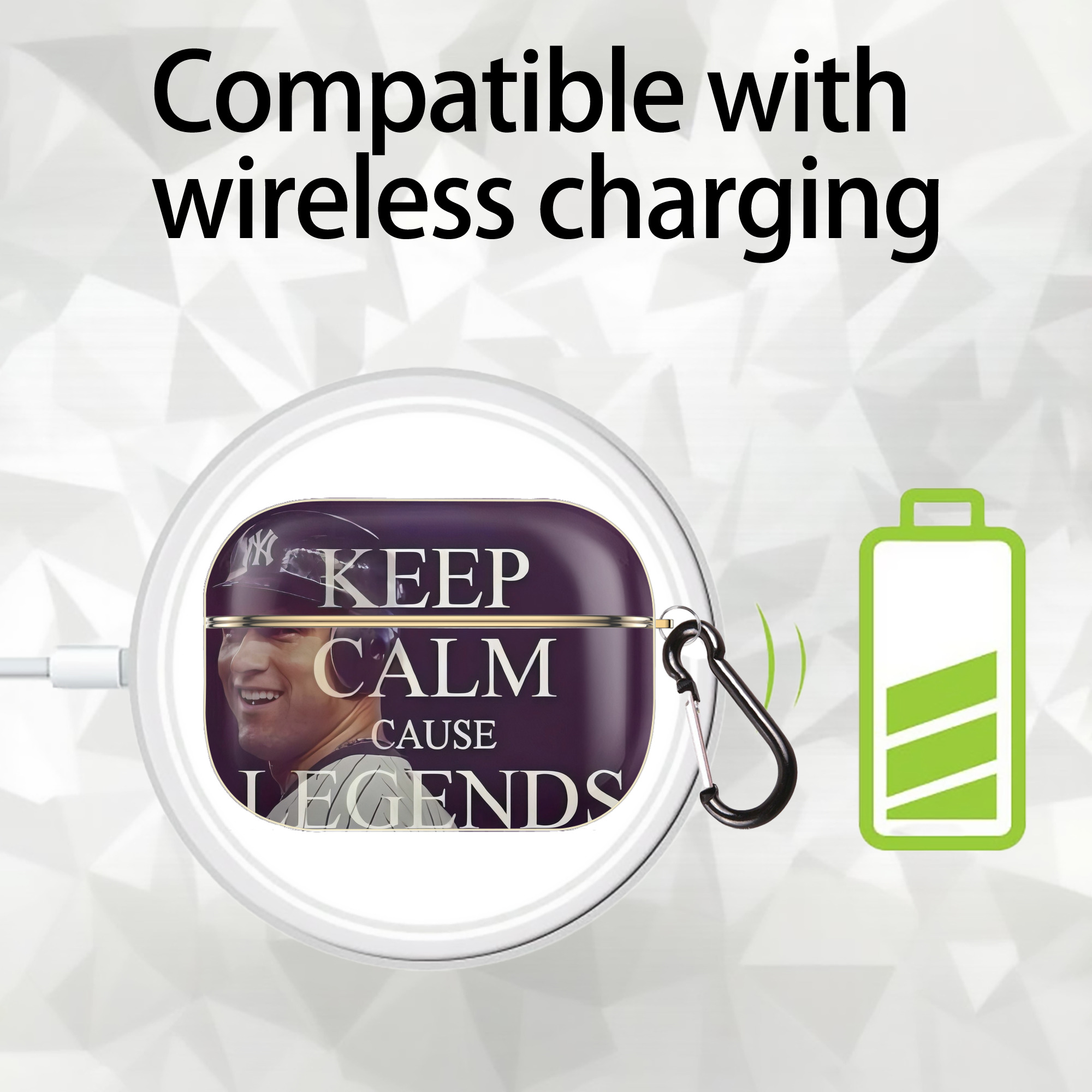 Derek Jeter 70 Luxury Gold AirPods Pro Case With Keychain, Flexible PC Material, Full Protection, Precise Cutouts, Anti-Fingerprint, Washable, Durable Design