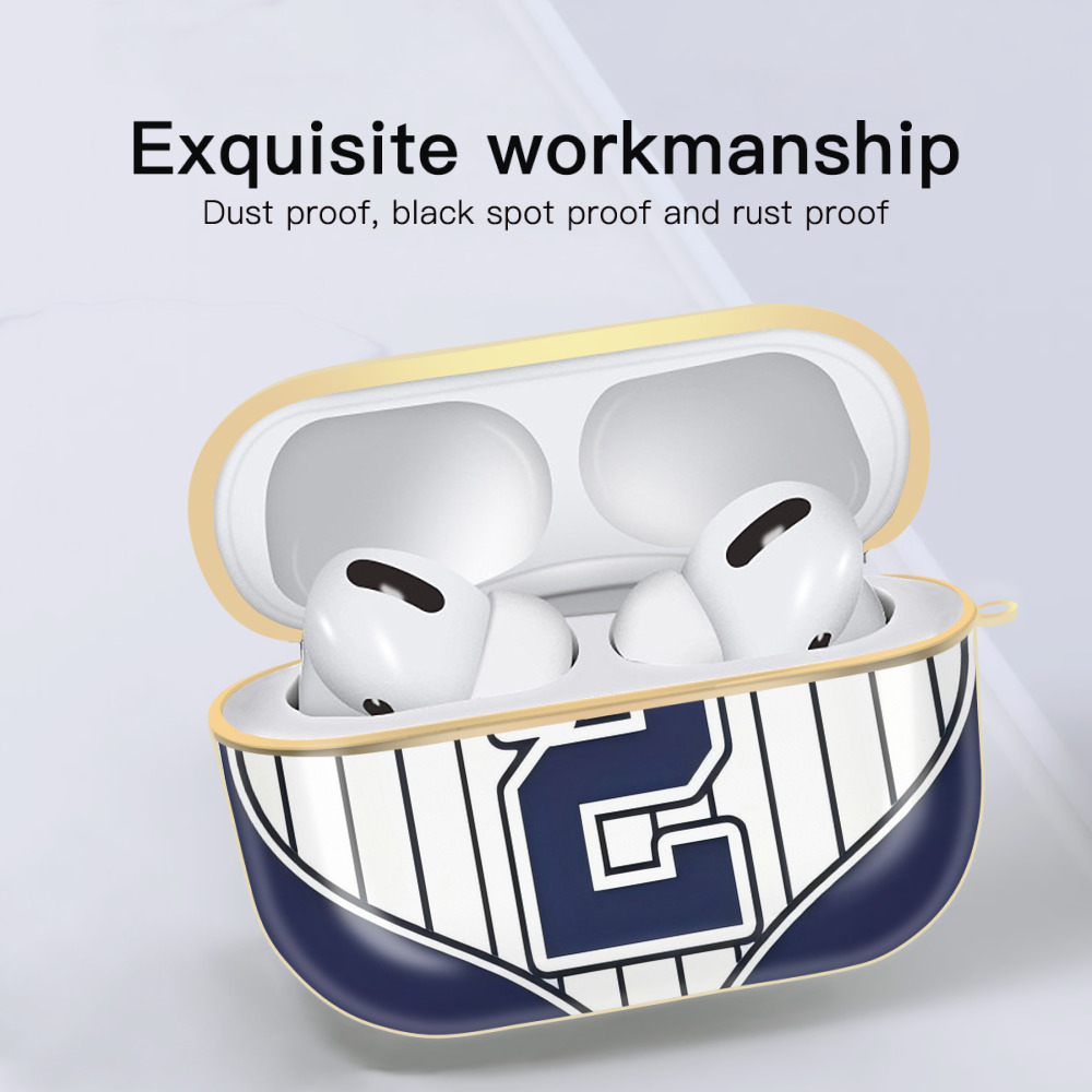 Derek Jeter 75 Luxury Gold AirPods Pro Case With Keychain, Flexible PC Material, Full Protection, Precise Cutouts, Anti-Fingerprint, Washable, Durable Design