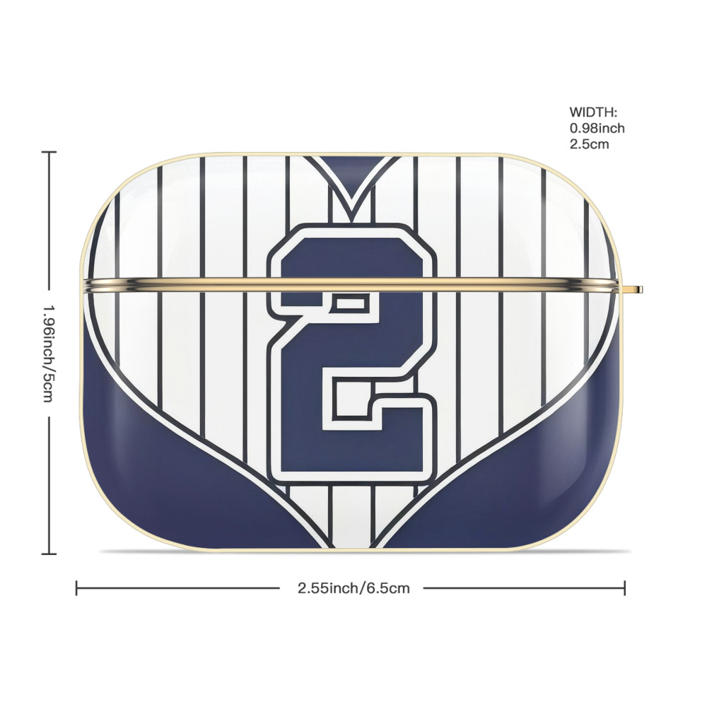 Derek Jeter 75 Luxury Gold AirPods Pro Case With Keychain, Flexible PC Material, Full Protection, Precise Cutouts, Anti-Fingerprint, Washable, Durable Design
