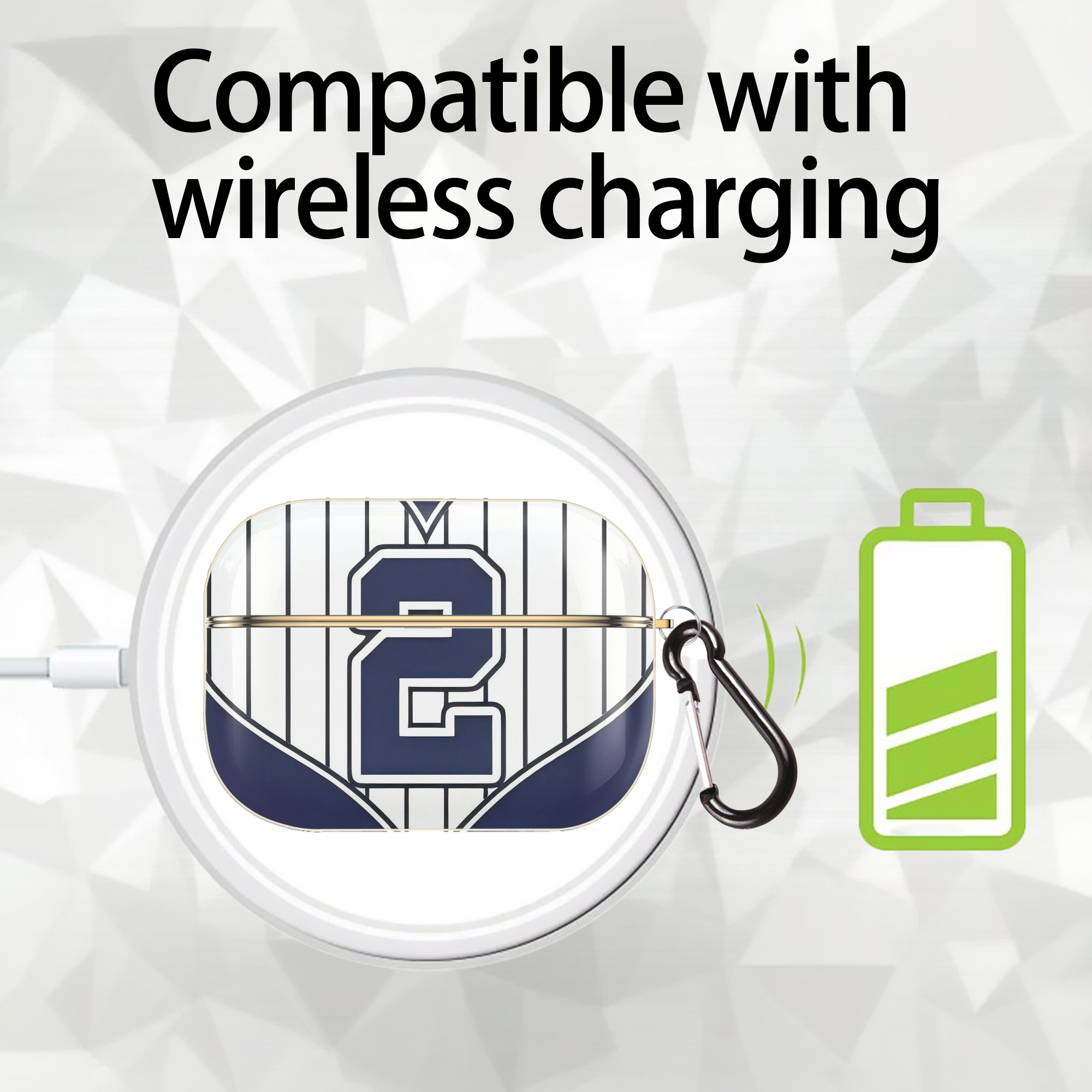 Derek Jeter 75 Luxury Gold AirPods Pro Case With Keychain, Flexible PC Material, Full Protection, Precise Cutouts, Anti-Fingerprint, Washable, Durable Design