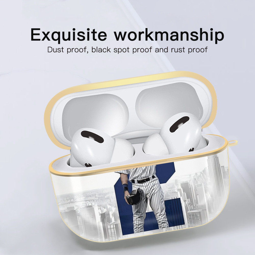 Derek Jeter 110 Luxury Gold AirPods Pro Case With Keychain, Flexible PC Material, Full Protection, Precise Cutouts, Anti-Fingerprint, Washable, Durable Design