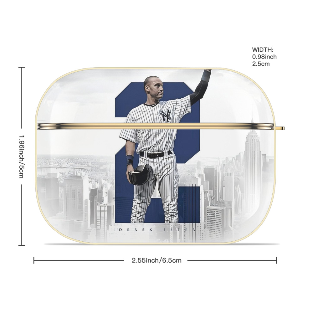 Derek Jeter 110 Luxury Gold AirPods Pro Case With Keychain, Flexible PC Material, Full Protection, Precise Cutouts, Anti-Fingerprint, Washable, Durable Design