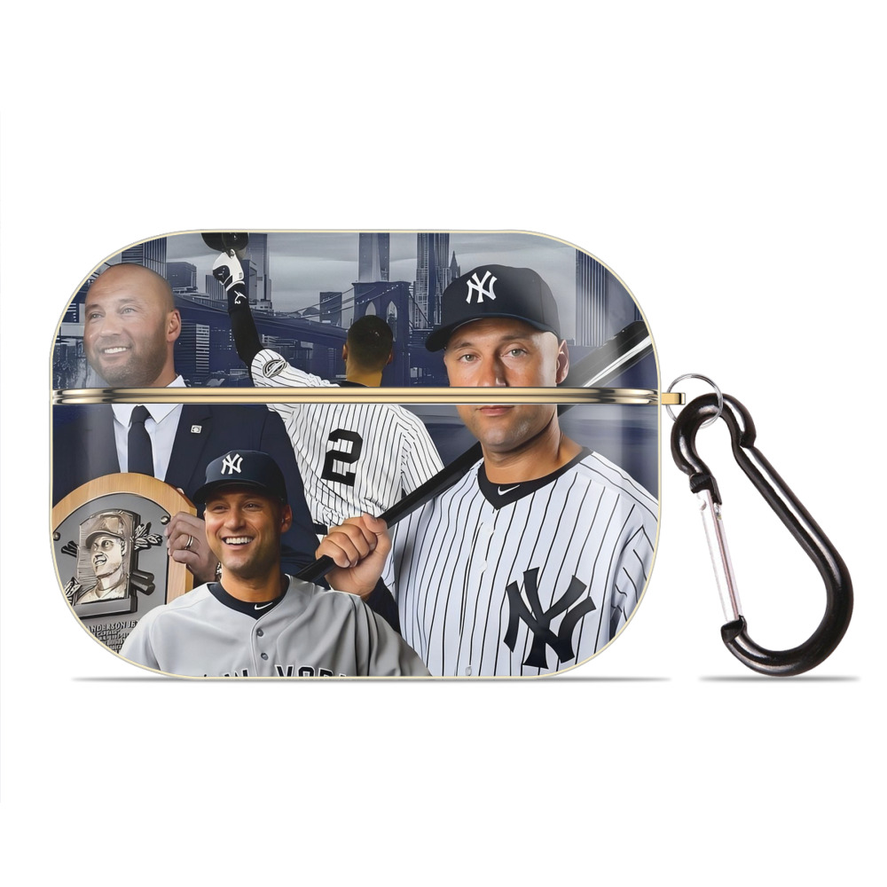 Derek Jeter 49 Luxury Gold AirPods Pro Case With Keychain, Flexible PC Material, Full Protection, Precise Cutouts, Anti-Fingerprint, Washable, Durable Design