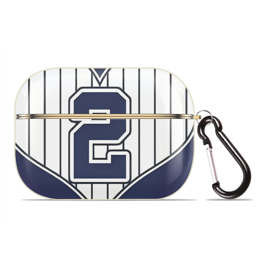 Derek Jeter 75 Luxury Gold AirPods Pro Case With Keychain, Flexible PC Material, Full Protection, Precise Cutouts, Anti-Fingerprint, Washable, Durable Design