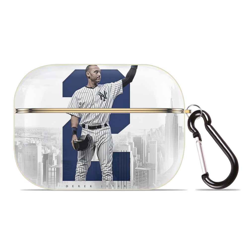 Derek Jeter 110 Luxury Gold AirPods Pro Case With Keychain, Flexible PC Material, Full Protection, Precise Cutouts, Anti-Fingerprint, Washable, Durable Design