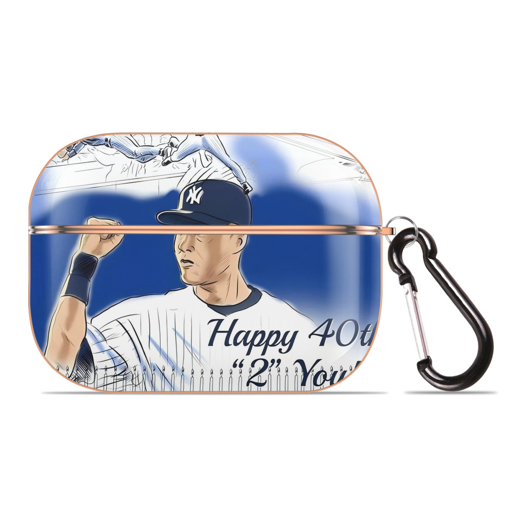 Derek Jeter 69 AirPods Pro Protective Case Rose Gold, Flexible PC Material, Precise Fit, Anti-Slip Cover, Full Protection, Fingerprint Resistant, Washable With Keychain