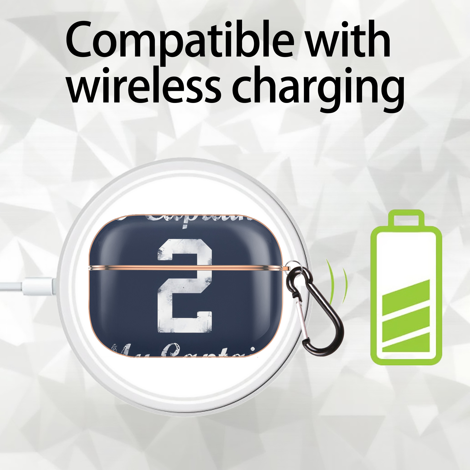 Derek Jeter 25 AirPods Pro Protective Case Rose Gold, Flexible PC Material, Precise Fit, Anti-Slip Cover, Full Protection, Fingerprint Resistant, Washable With Keychain