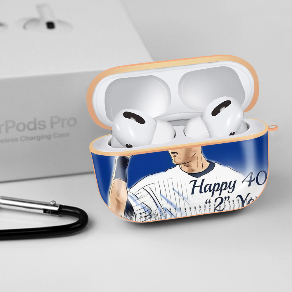 Derek Jeter 69 AirPods Pro Protective Case Rose Gold, Flexible PC Material, Precise Fit, Anti-Slip Cover, Full Protection, Fingerprint Resistant, Washable With Keychain