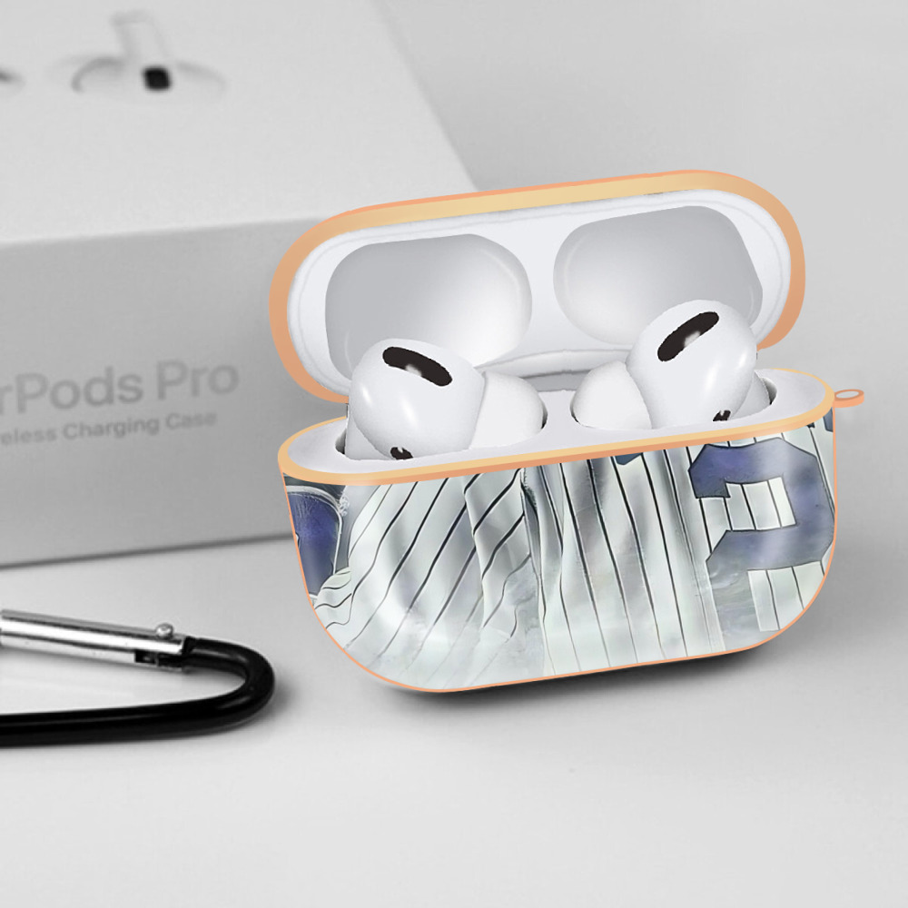 Derek Jeter 105 AirPods Pro Protective Case Rose Gold, Flexible PC Material, Precise Fit, Anti-Slip Cover, Full Protection, Fingerprint Resistant, Washable With Keychain