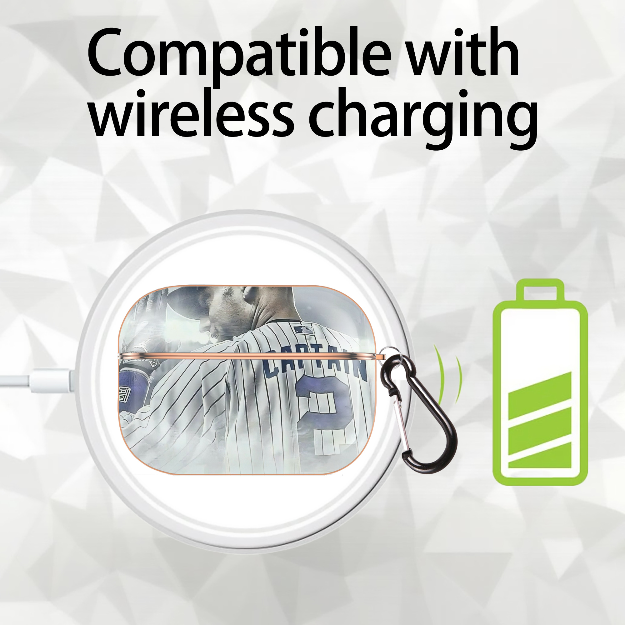 Derek Jeter 105 AirPods Pro Protective Case Rose Gold, Flexible PC Material, Precise Fit, Anti-Slip Cover, Full Protection, Fingerprint Resistant, Washable With Keychain