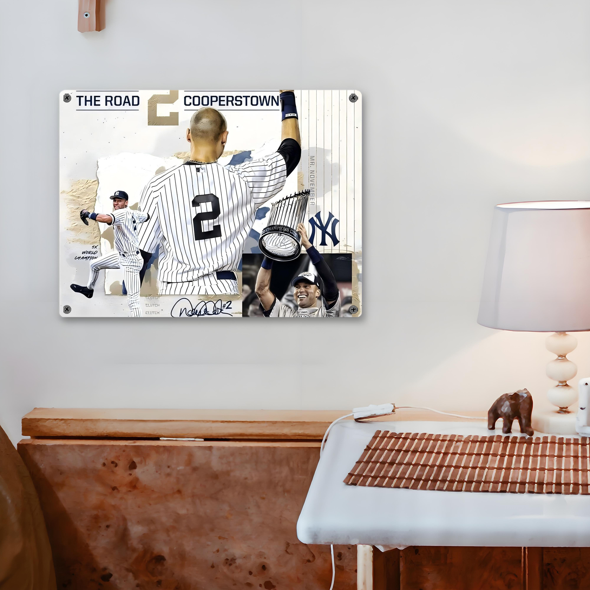 Derek Jeter 58 Vintage Metal Tin Sign 16x12 – Full-Print Iron Wall Decor – Durable, Fade-Resistant – Easy To Hang – Ideal For Home, Bar, Kitchen & Office Decor