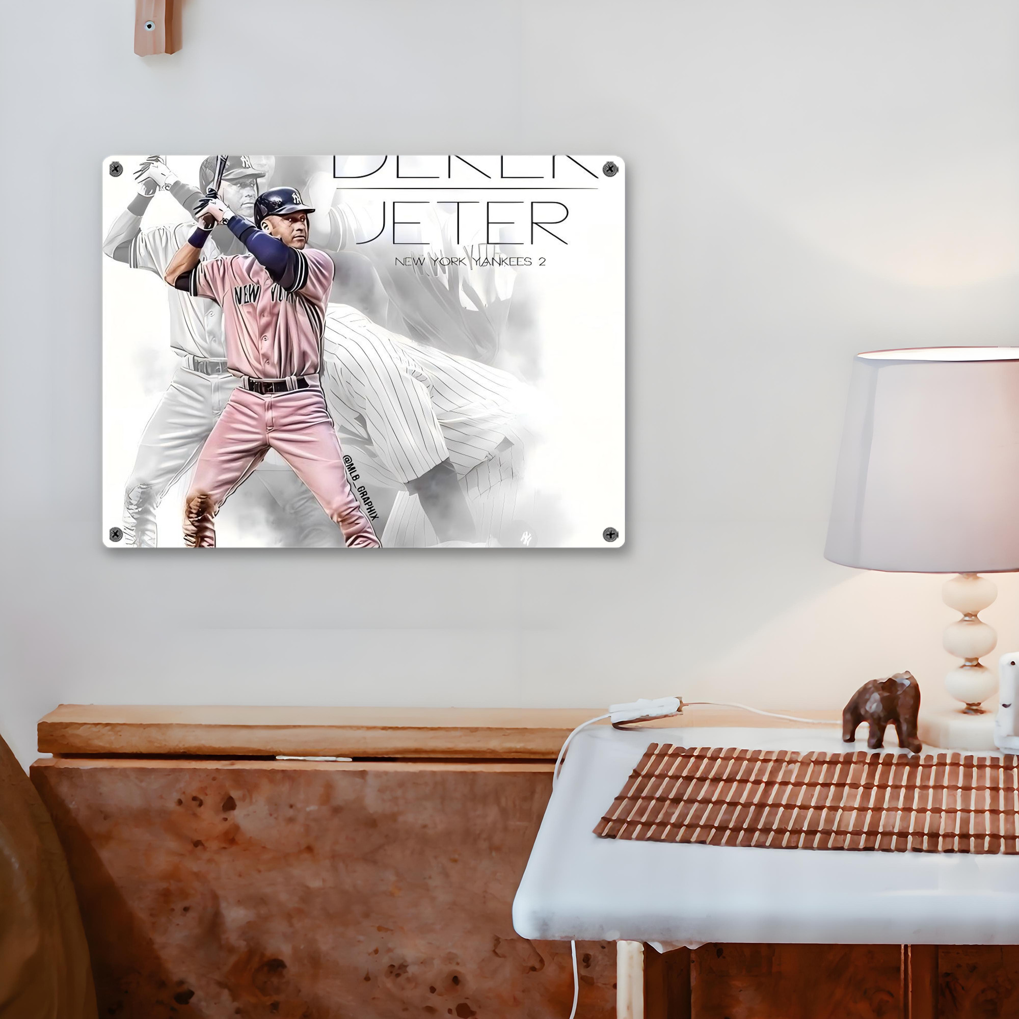 Derek Jeter 72 Vintage Metal Tin Sign 16x12 – Full-Print Iron Wall Decor – Durable, Fade-Resistant – Easy To Hang – Ideal For Home, Bar, Kitchen & Office Decor