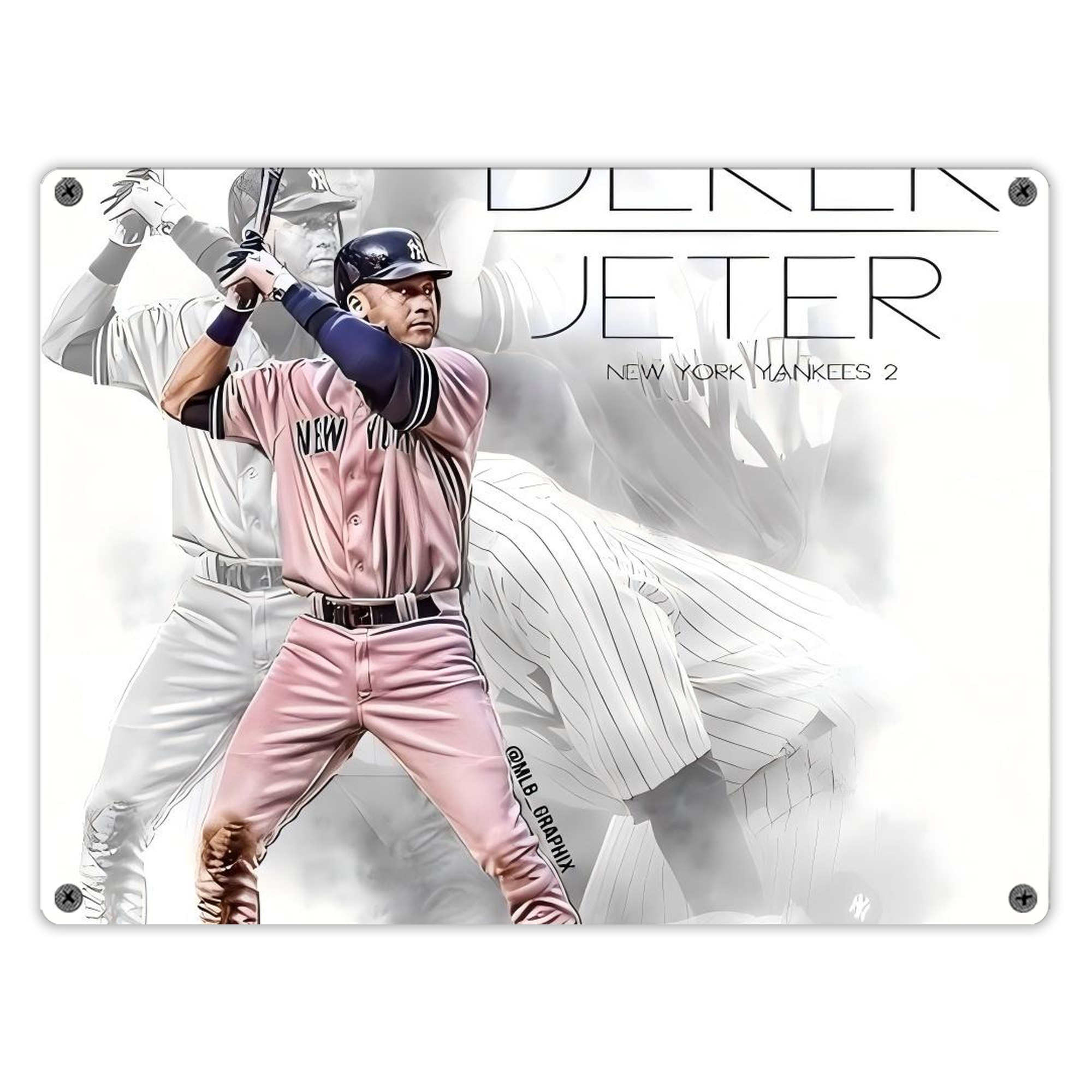 Derek Jeter 72 Vintage Metal Tin Sign 16x12 – Full-Print Iron Wall Decor – Durable, Fade-Resistant – Easy To Hang – Ideal For Home, Bar, Kitchen & Office Decor