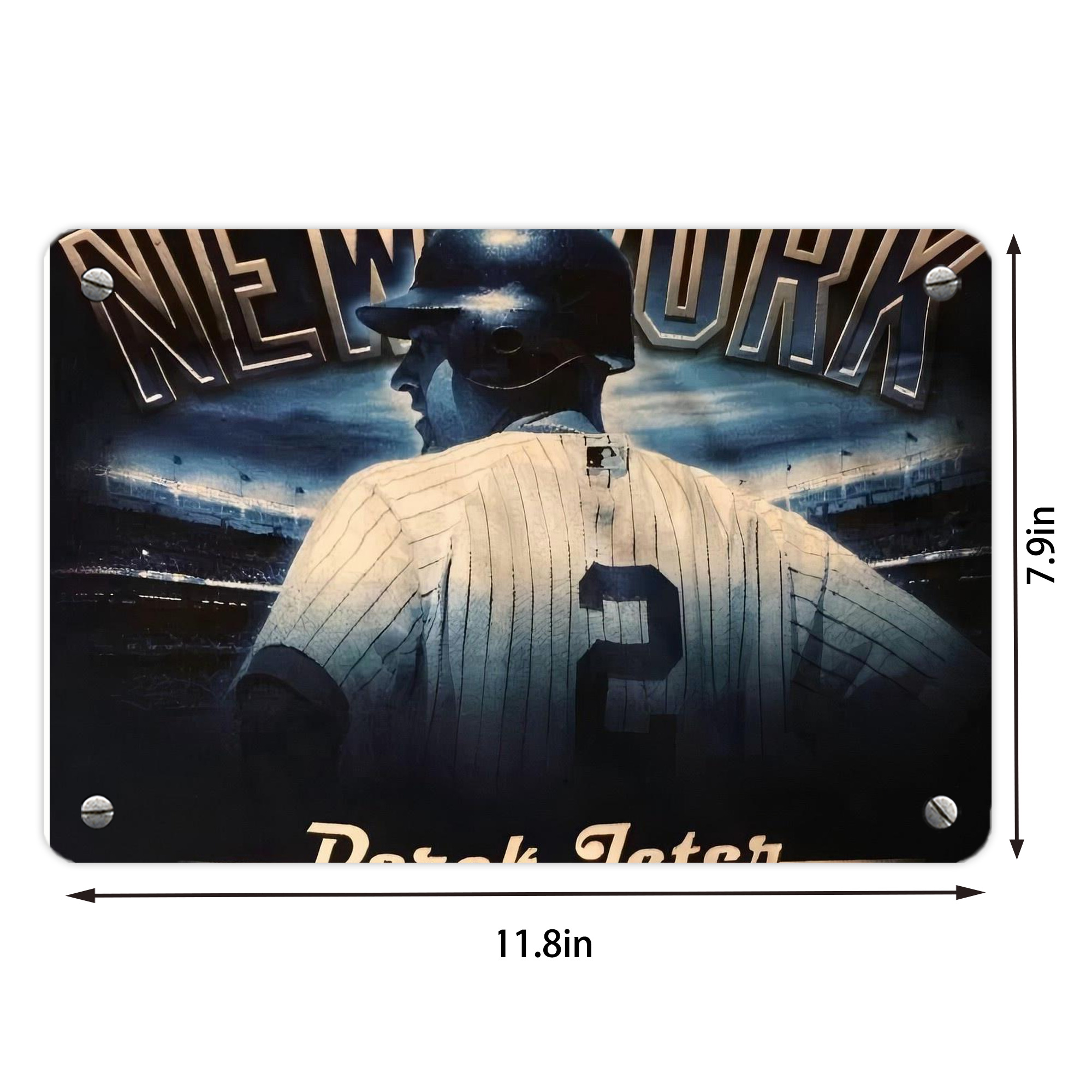 Derek Jeter 114 Metal Tin Sign 12x8inch - Premium Full-Print Decorative Wall Art, Durable Rust-Resistant Metal Plaque For Living Room, Bedroom, Kitchen, Office, Bar Décor