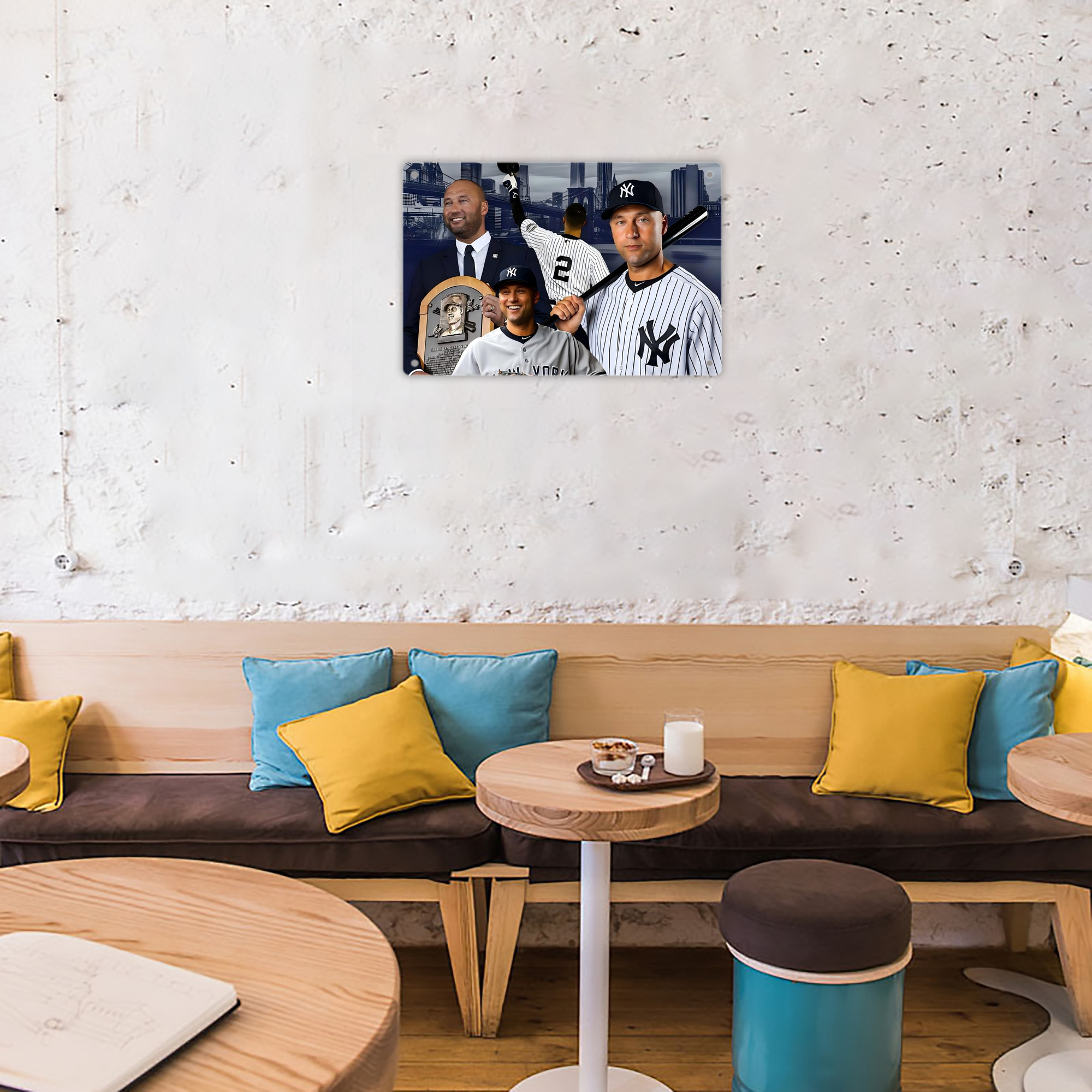 Derek Jeter 49 Decorative Aluminum Plaque – Horizontal Design – Durable, Stylish, Easy To Install – Ideal For Home, Office, Bar, And More