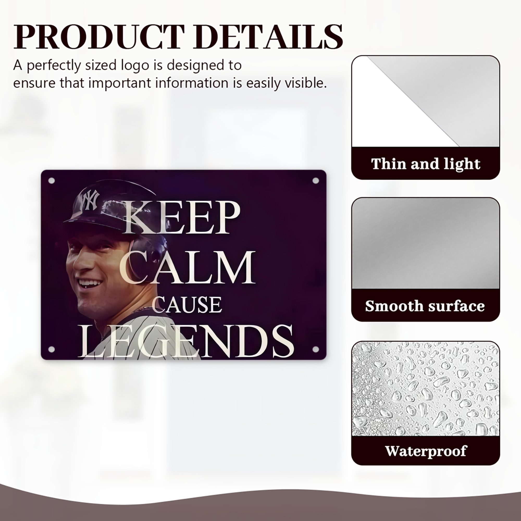 Derek Jeter 70 Decorative Aluminum Plaque – Horizontal Design – Durable, Stylish, Easy To Install – Ideal For Home, Office, Bar, And More