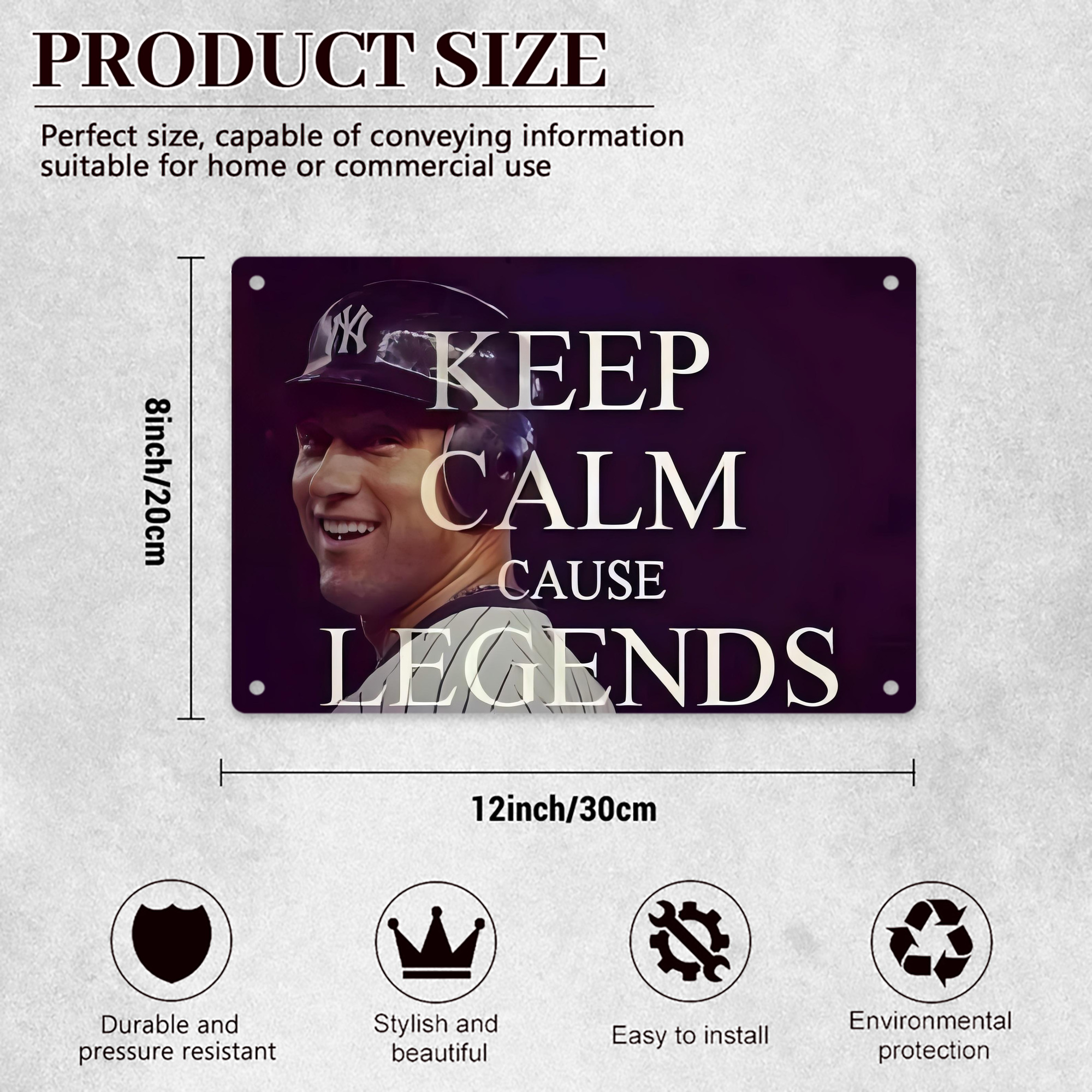 Derek Jeter 70 Decorative Aluminum Plaque – Horizontal Design – Durable, Stylish, Easy To Install – Ideal For Home, Office, Bar, And More