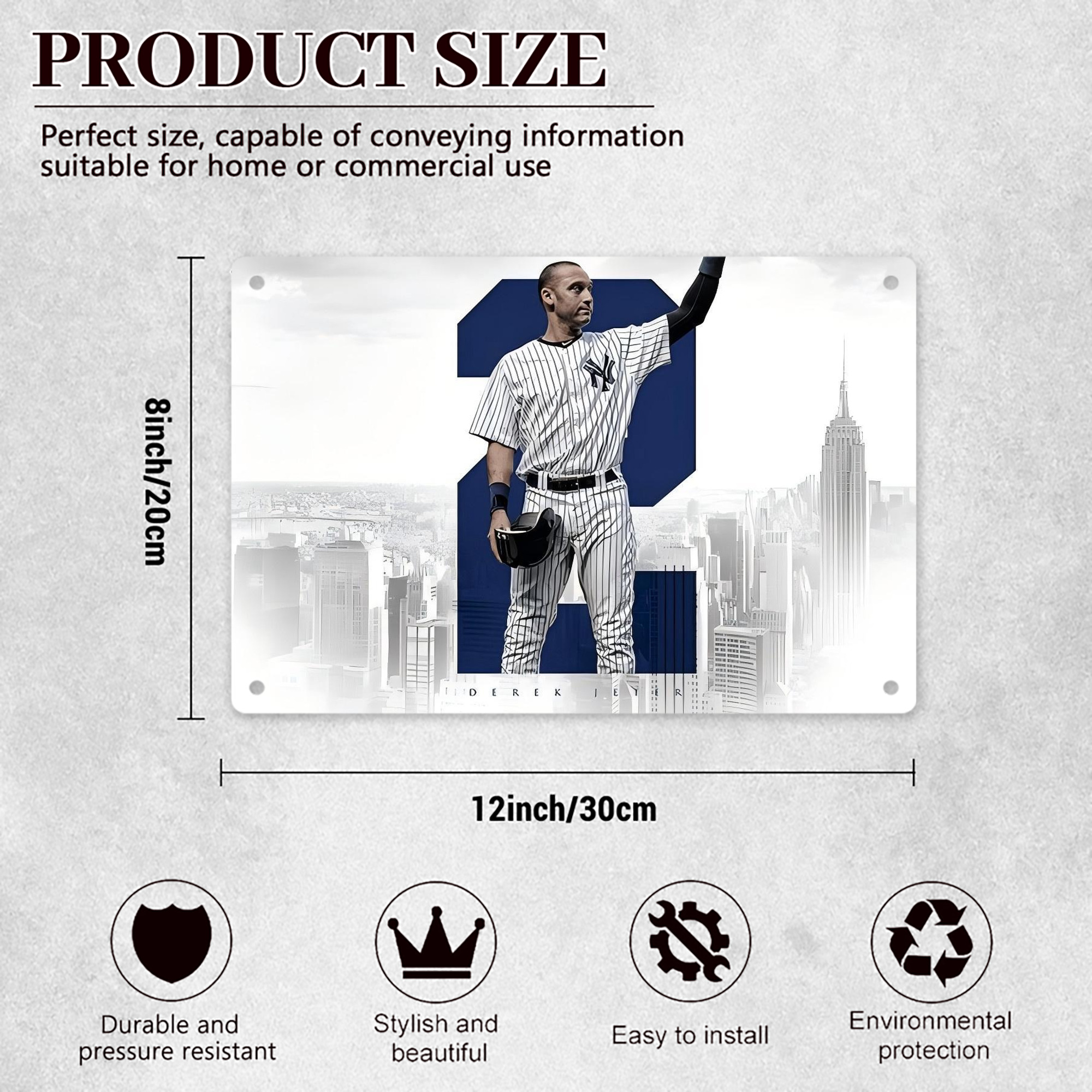 Derek Jeter 110 Decorative Aluminum Plaque – Horizontal Design – Durable, Stylish, Easy To Install – Ideal For Home, Office, Bar, And More