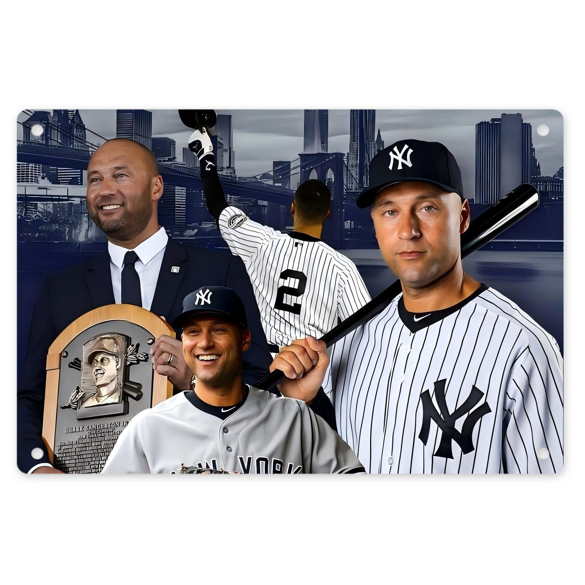 Derek Jeter 49 Decorative Aluminum Plaque – Horizontal Design – Durable, Stylish, Easy To Install – Ideal For Home, Office, Bar, And More