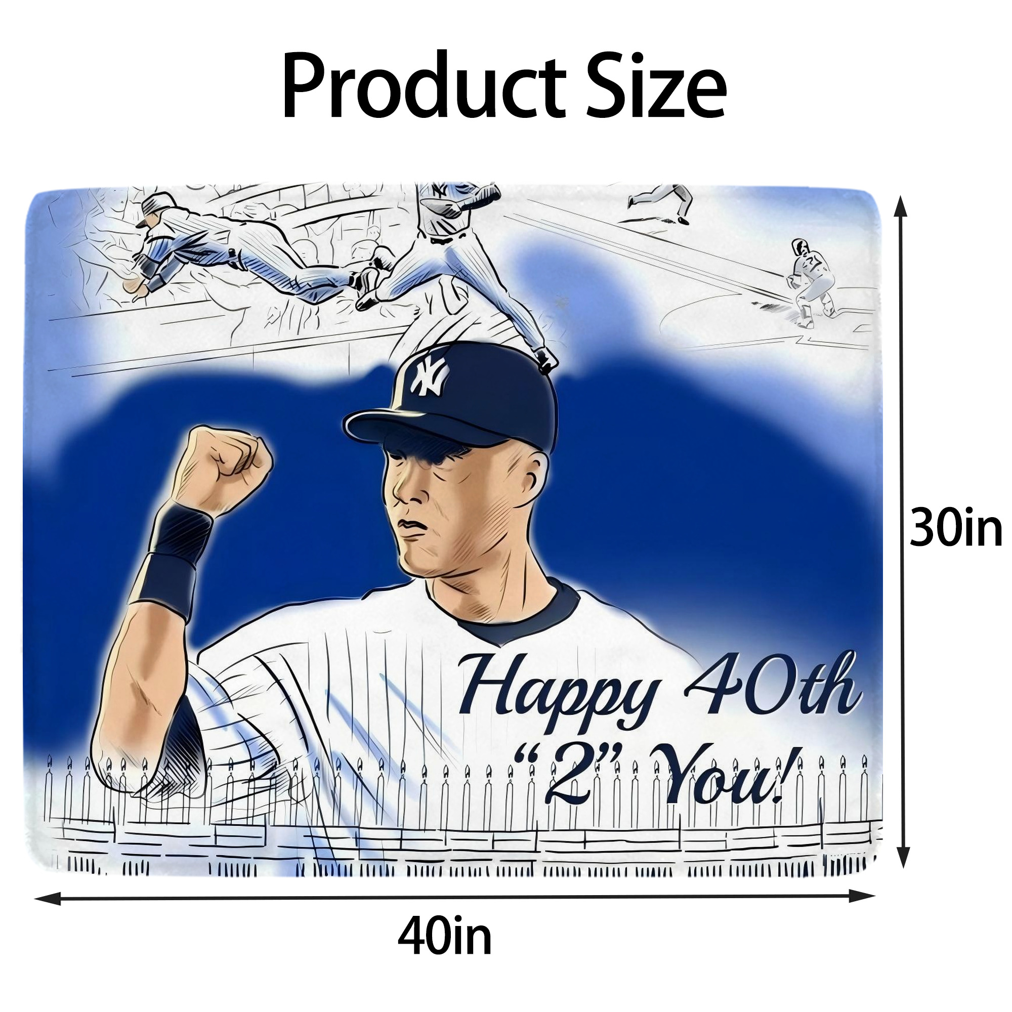 Derek Jeter 69 Soft Plush Fleece Blanket 30x40 Inch - 300GSM Flannel, Ultra Soft & Warm, Lightweight & Durable, Perfect For Kids, Adults, Couch, Bed, Camping, Travel, Gift For Family & Friends
