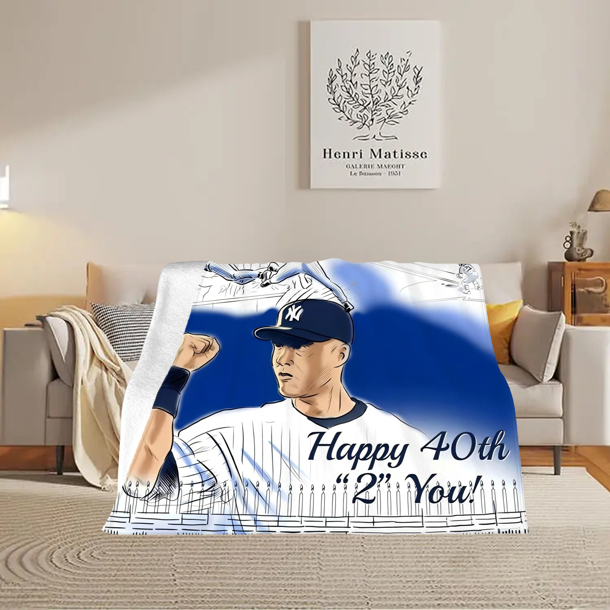 Derek Jeter 69 Soft Plush Fleece Blanket 30x40 Inch - 300GSM Flannel, Ultra Soft & Warm, Lightweight & Durable, Perfect For Kids, Adults, Couch, Bed, Camping, Travel, Gift For Family & Friends