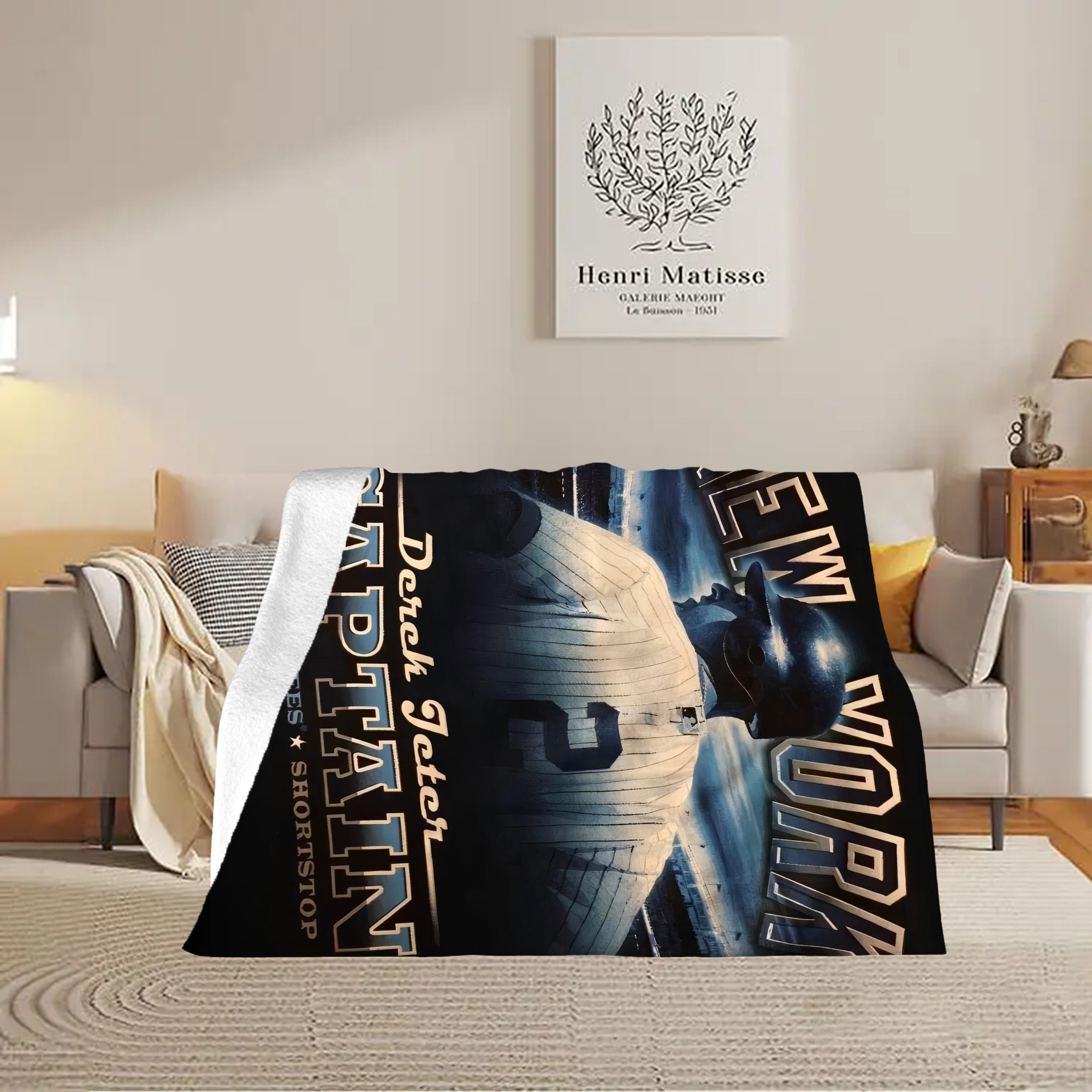 Derek Jeter 74 Soft Plush Fleece Blanket 30x40 Inch - 300GSM Flannel, Ultra Soft & Warm, Lightweight & Durable, Perfect For Kids, Adults, Couch, Bed, Camping, Travel, Gift For Family & Friends