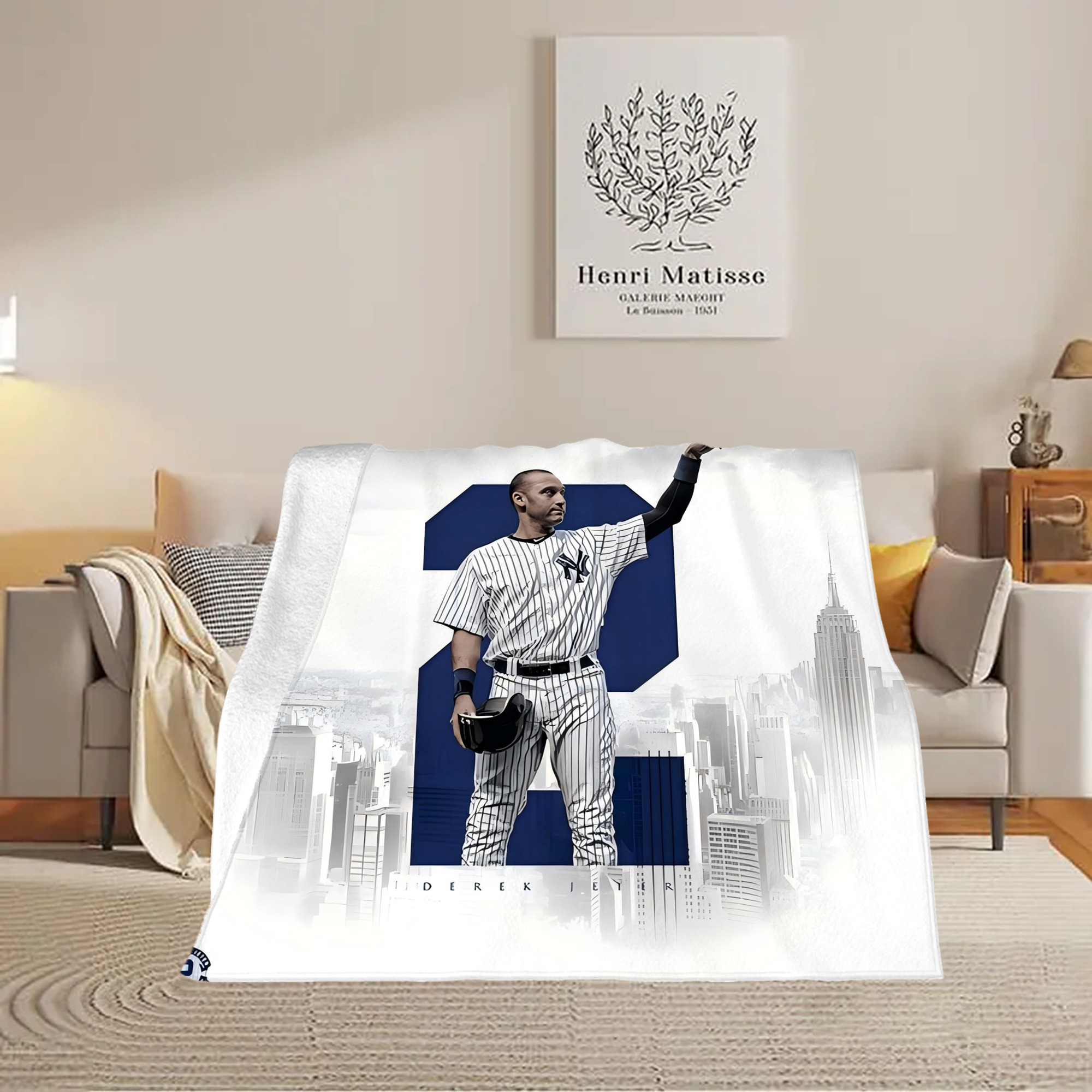 Derek Jeter 68 Soft Fleece Throw Blanket 50 X 60 Inch – Super Soft, Lightweight, And Durable – Perfect For Sofa, Bed, Camping, And More – Ideal Gift For Family And Friends