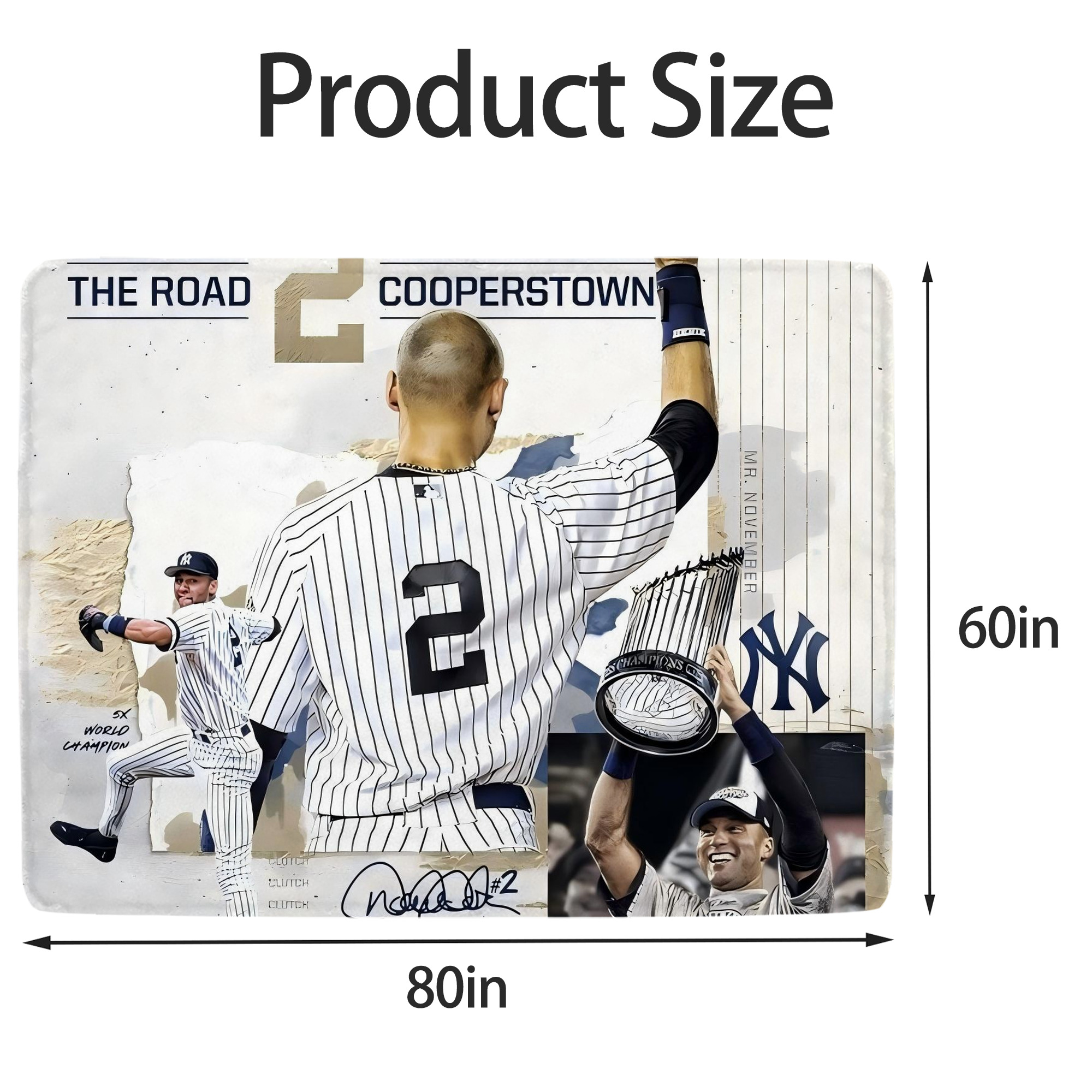 Derek Jeter 58 Soft Fleece Throw Blanket 60 X 80 Inch – Super Soft, Lightweight, And Durable – Perfect For Sofa, Bed, Camping, And More – Ideal Gift For Family And Friends