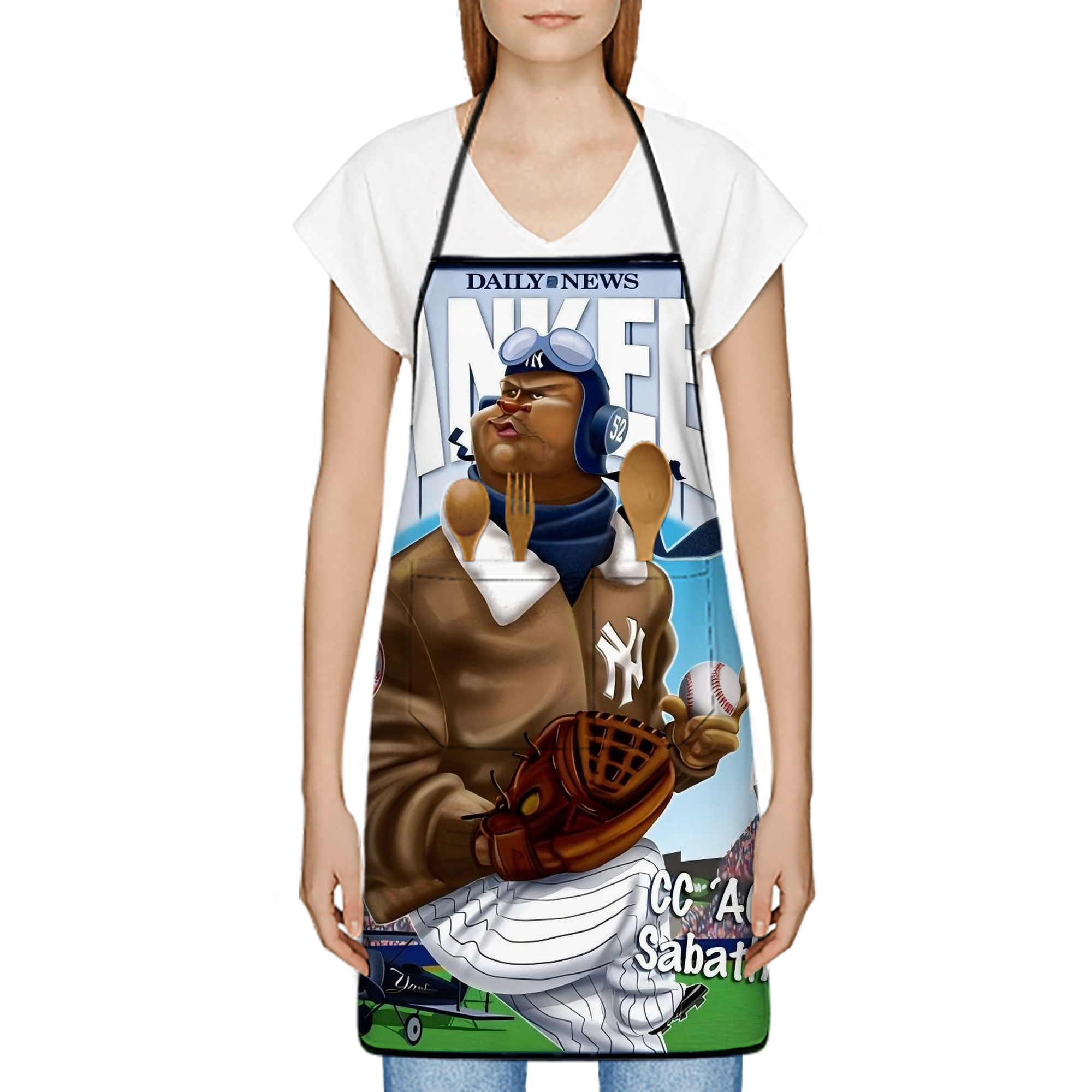 CC Sabatnia 29 Stain-Resistant Polyester Apron With Pocket – Full Print, Waterproof, Anti-Wrinkle, Anti-Pilling – Ideal For Kitchen, BBQ, Restaurant, Salon & More