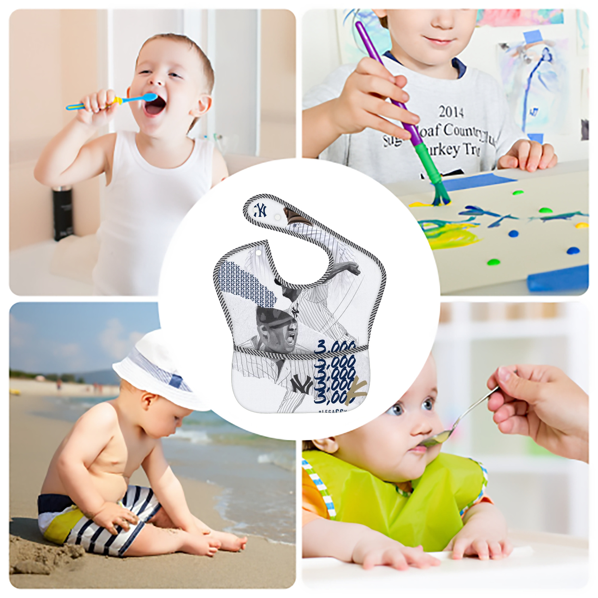 CC Sabatnia 15 Adjustable Waterproof Toddler Bib – Full-Print Durable Polyester – Foldable Crumb Pocket – Easy Snap Closure – Soft