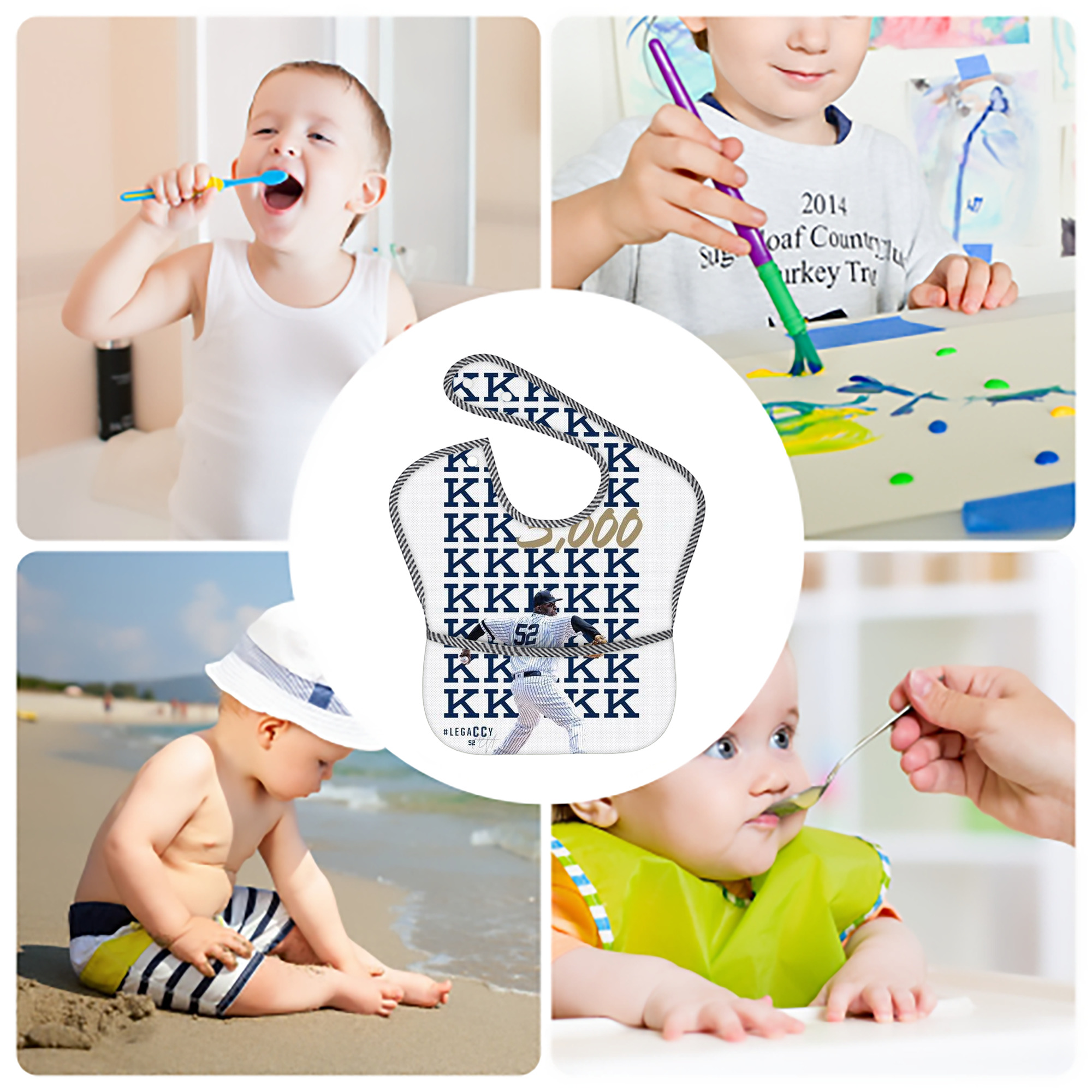 CC Sabatnia 26 Adjustable Waterproof Toddler Bib – Full-Print Durable Polyester – Foldable Crumb Pocket – Easy Snap Closure – Soft