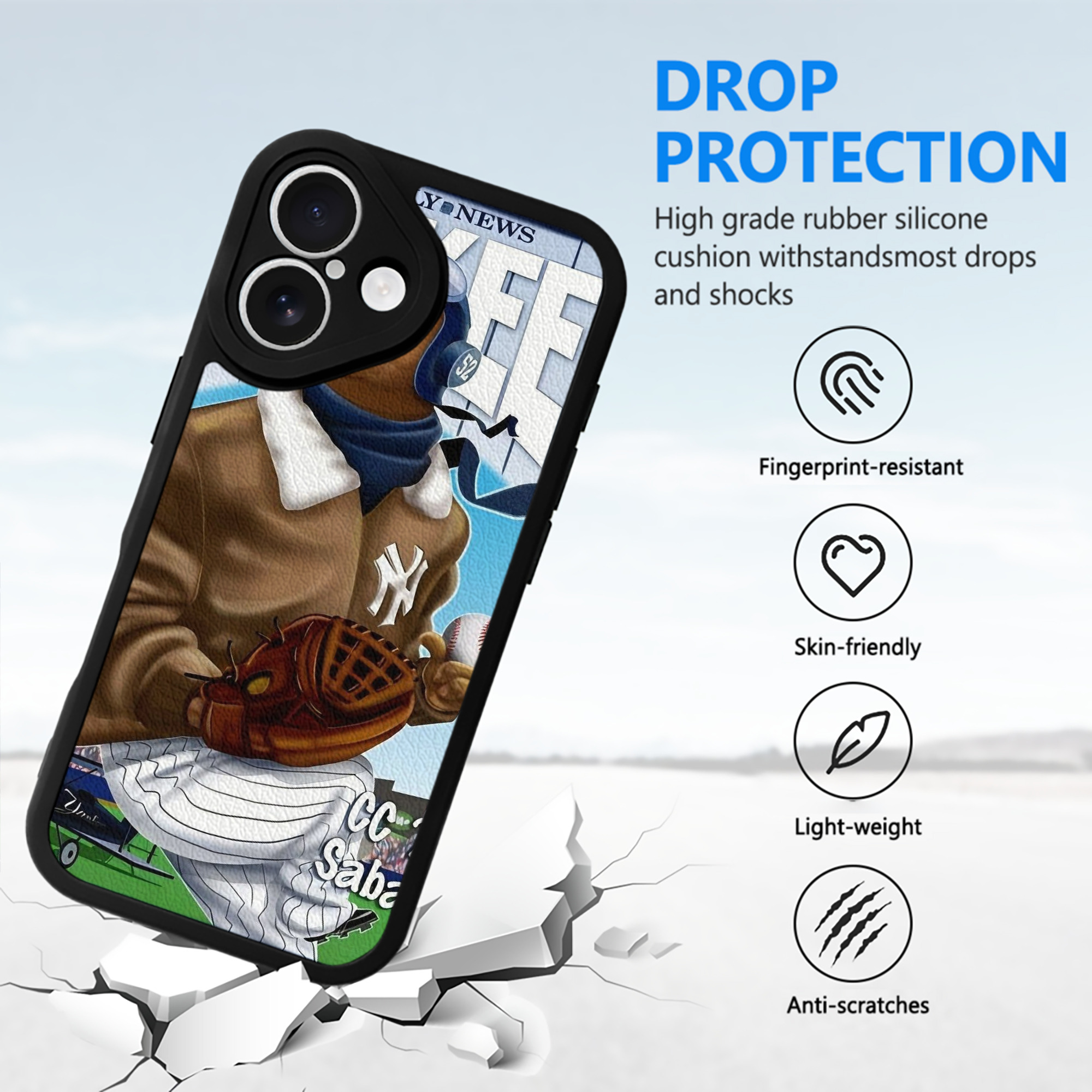 CC Sabatnia 29 IPhone 16 Silicone Leather Case – UV Print, Lambskin Texture – Perfect Fit, Wireless Charging Compatible, Scratch Resistant, Precise Cutouts – Stylish Protection For IPhone 16