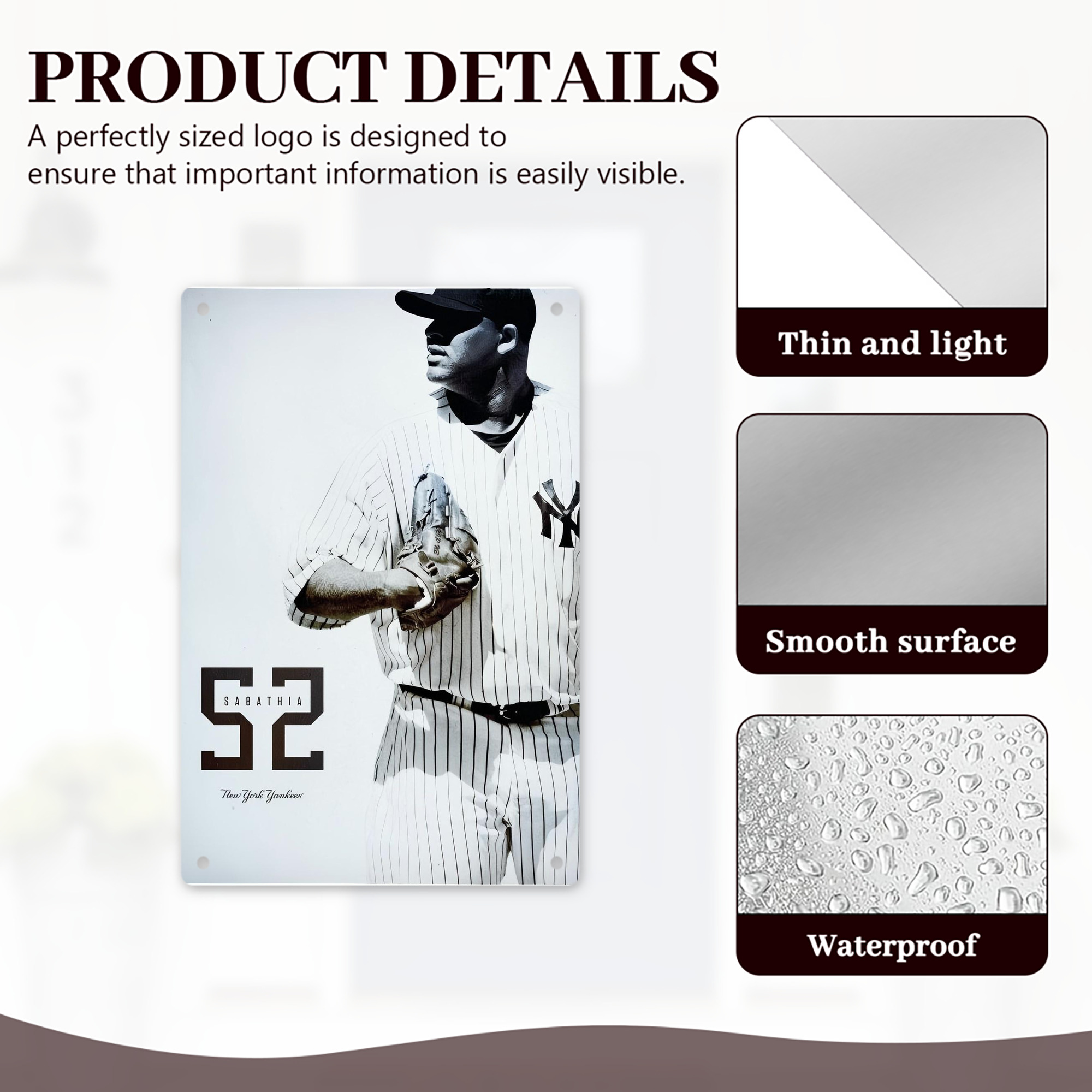 CC Sabatnia 8 8x12inch Vertical Aluminum Sign - Durable Fade-Resistant Indoor/Outdoor Safety & Information Plaque For Office, Hotel, Restaurant, Bar, Public Spaces