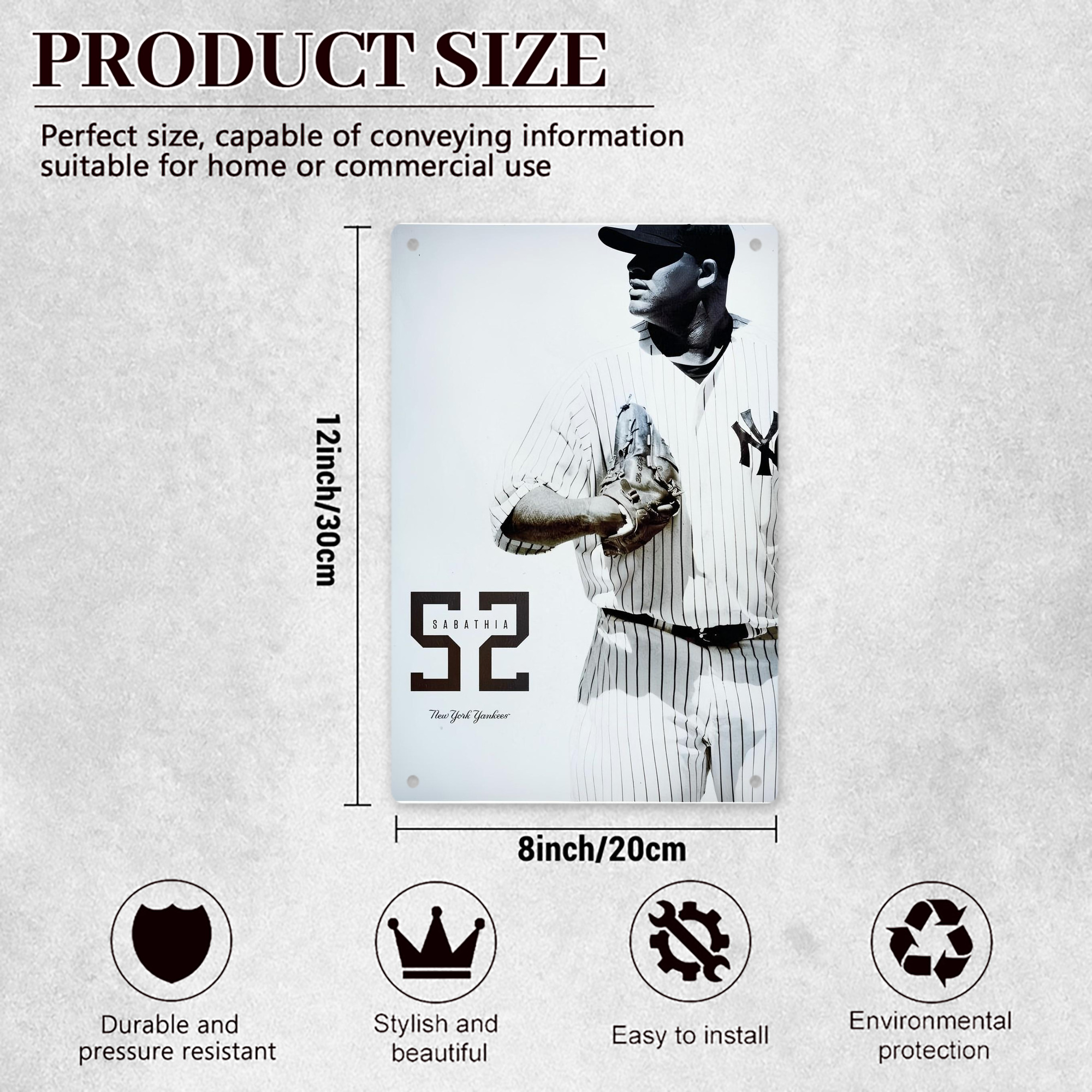 CC Sabatnia 8 8x12inch Vertical Aluminum Sign - Durable Fade-Resistant Indoor/Outdoor Safety & Information Plaque For Office, Hotel, Restaurant, Bar, Public Spaces