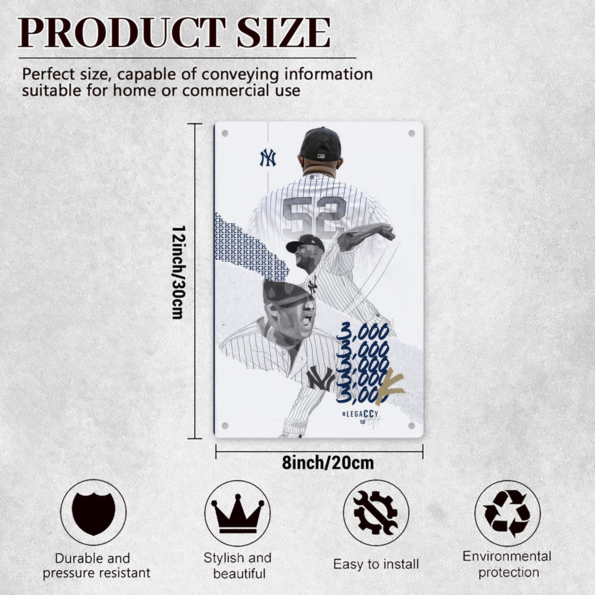 CC Sabatnia 15 8x12inch Vertical Aluminum Sign - Durable Fade-Resistant Indoor/Outdoor Safety & Information Plaque For Office, Hotel, Restaurant, Bar, Public Spaces