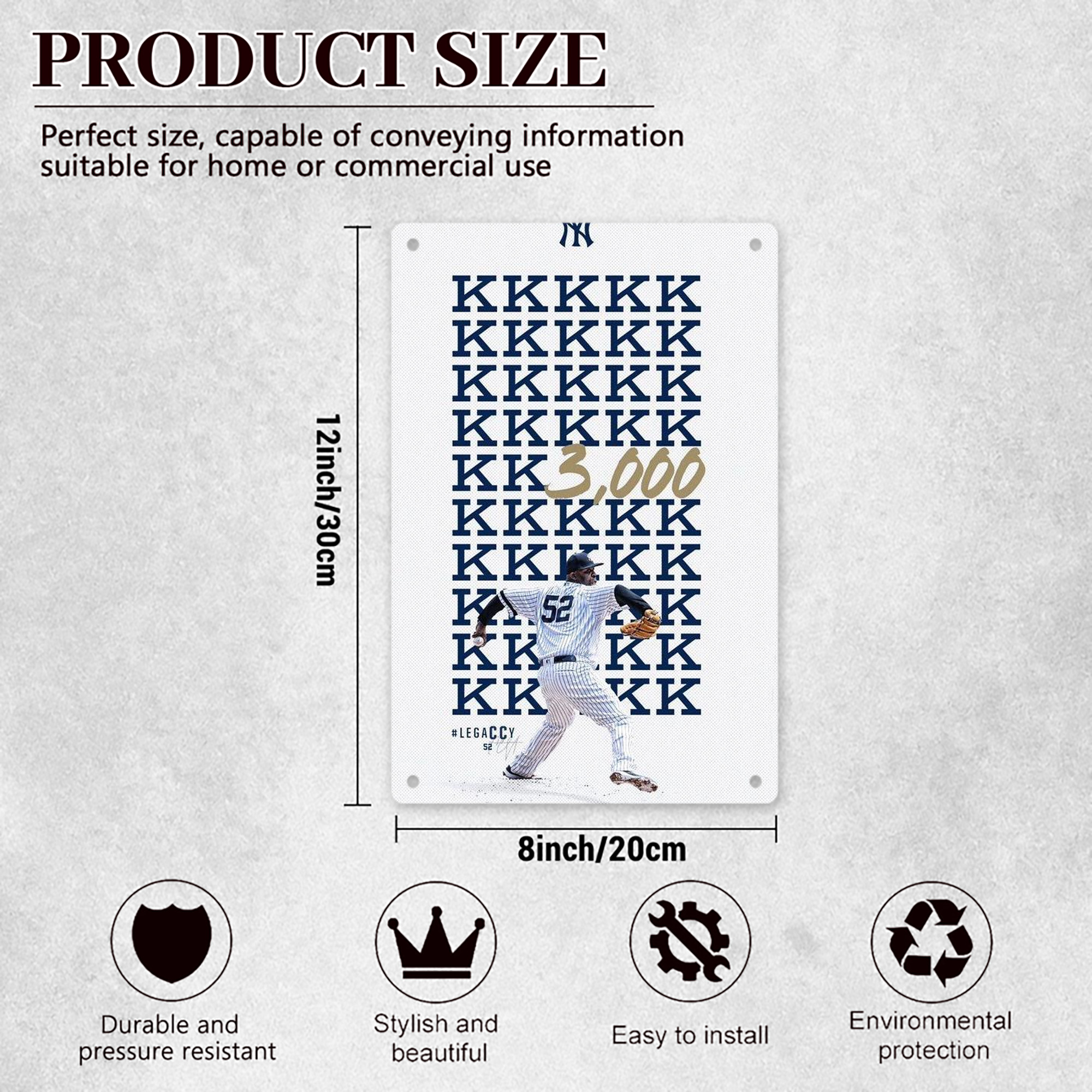 CC Sabatnia 26 8x12inch Vertical Aluminum Sign - Durable Fade-Resistant Indoor/Outdoor Safety & Information Plaque For Office, Hotel, Restaurant, Bar, Public Spaces